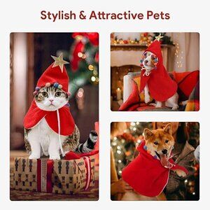 Lewondr(jycx) Red Christmas Tree Dog/Cat Cloak Costume - Size Medium